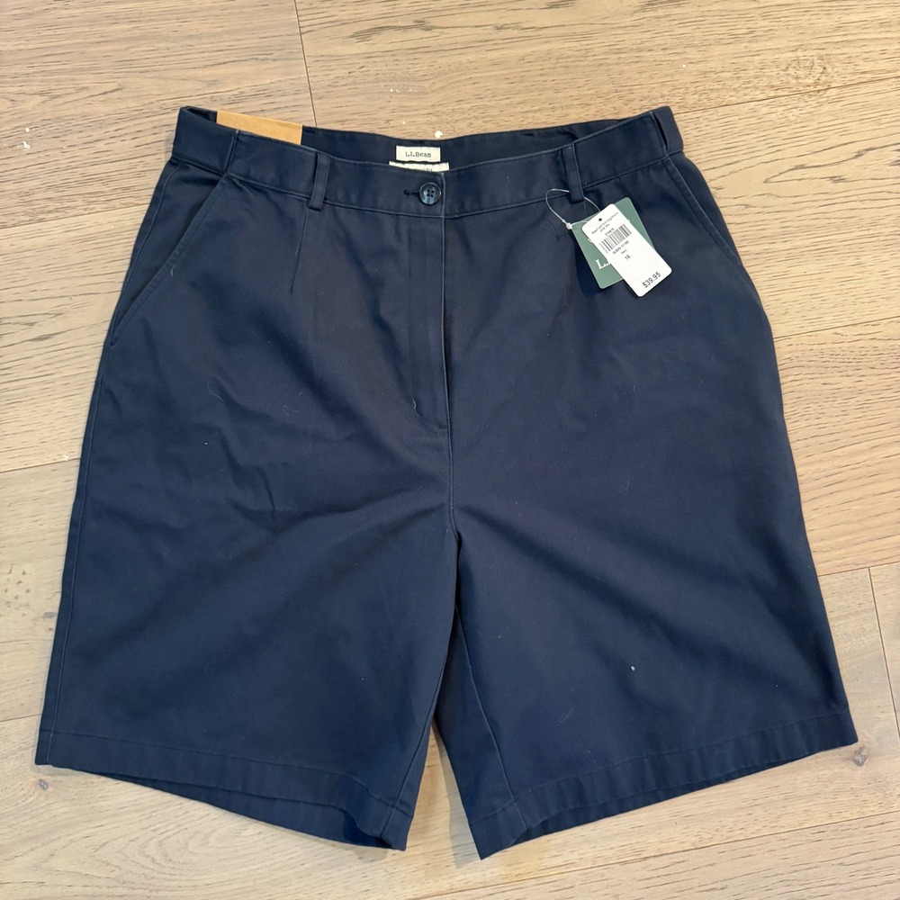 NWT LL Bean Mens Navy Blue Original Fit Chino Shorts Size 16 Regular